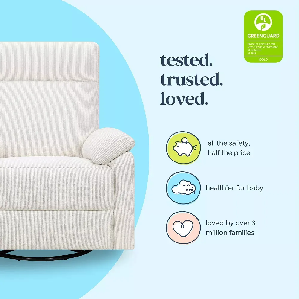 Suzy Swivel Recliner in Fog Chatham Stripe Performance Eco-Weave - Image 2
