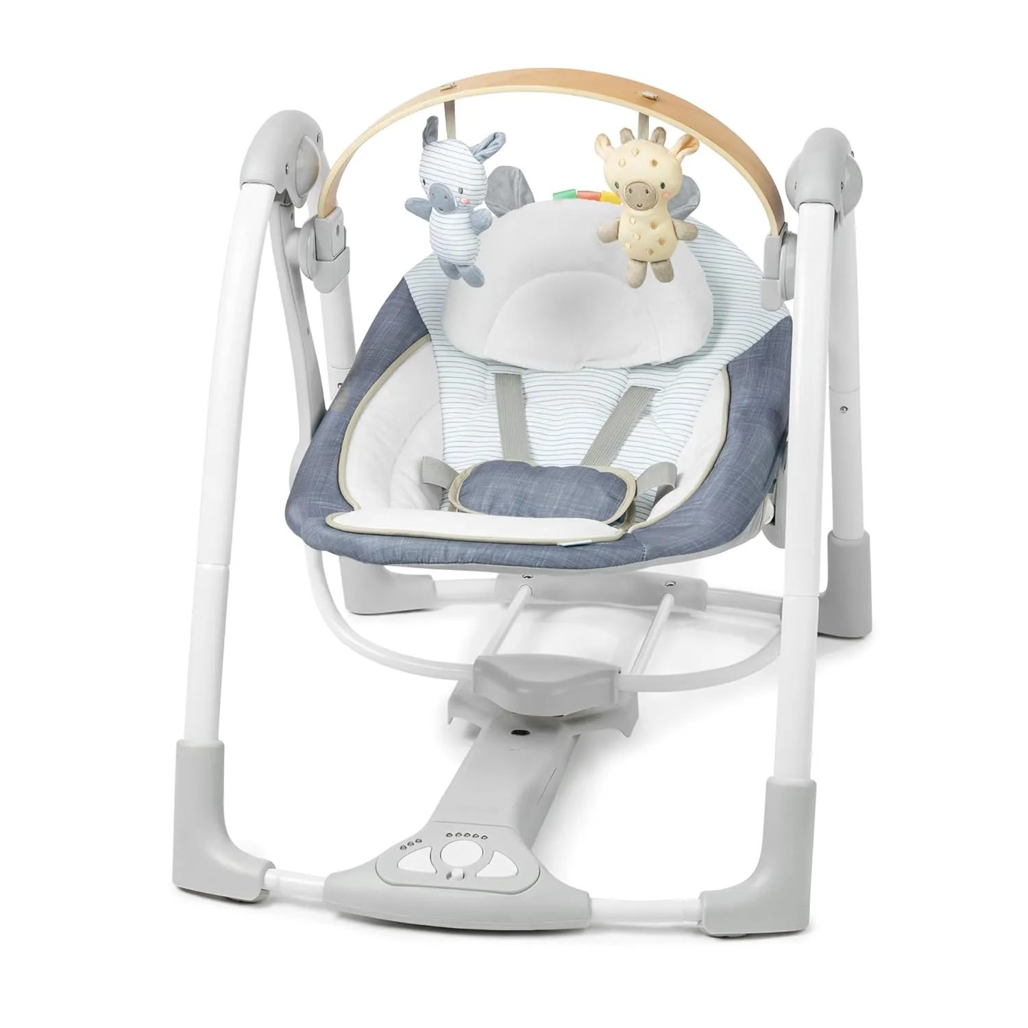 Swing N Go Portable Swing Removable Toy Bar - Chambray - Image 5