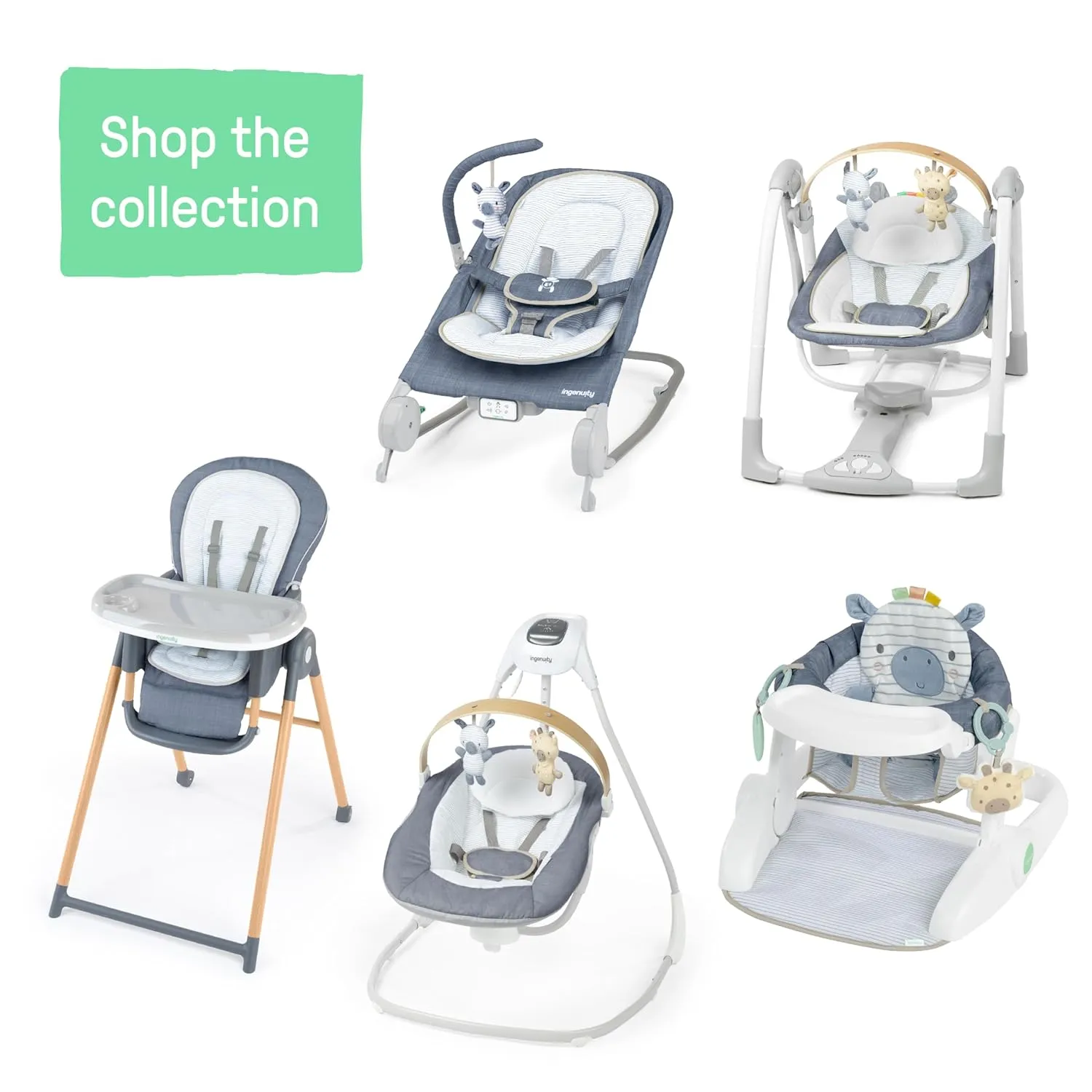 Swing N Go Portable Swing Removable Toy Bar - Chambray - Image 3