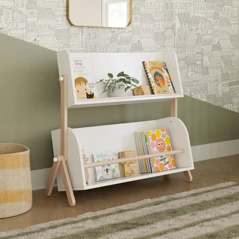 Tally Storage and Bookshelf - White and Washed Natural - Image 3