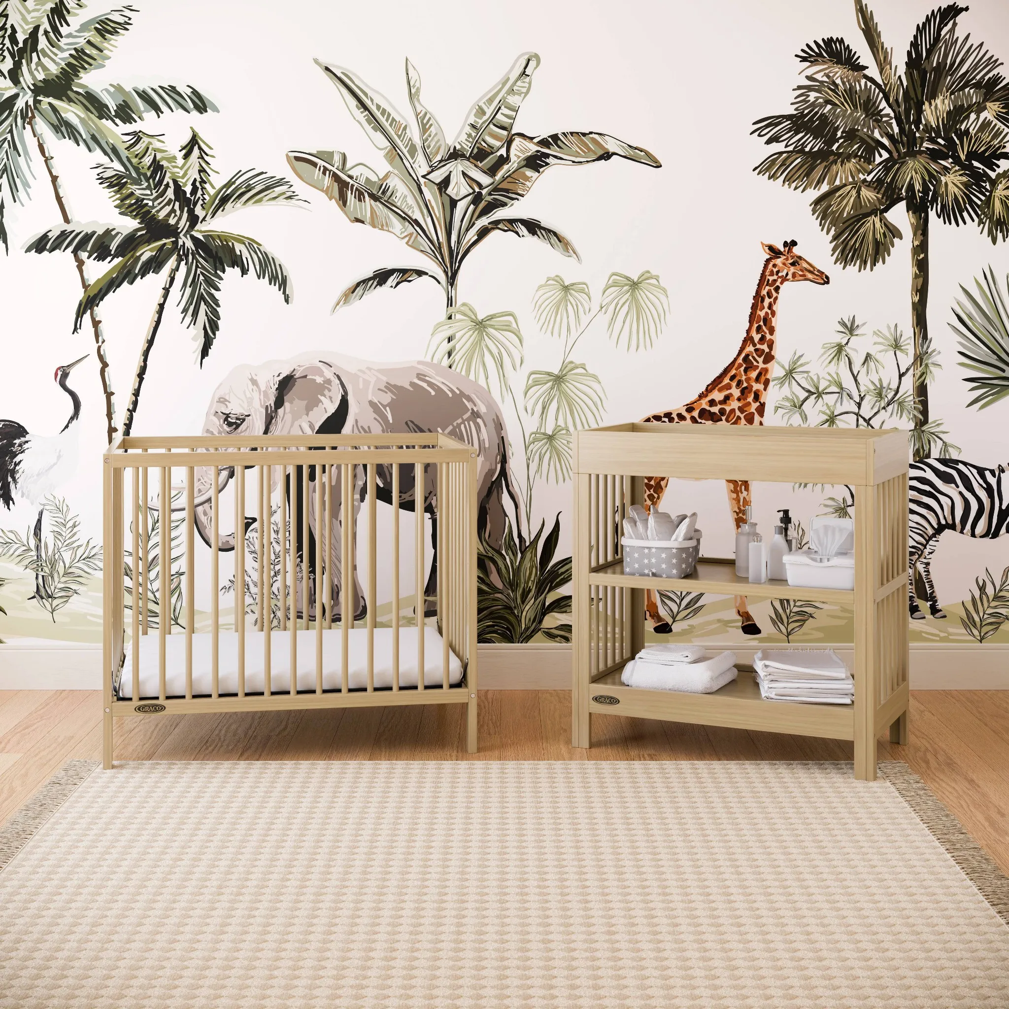 Teddi Convertible Mini Crib with Mattress - Driftwood - Image 5