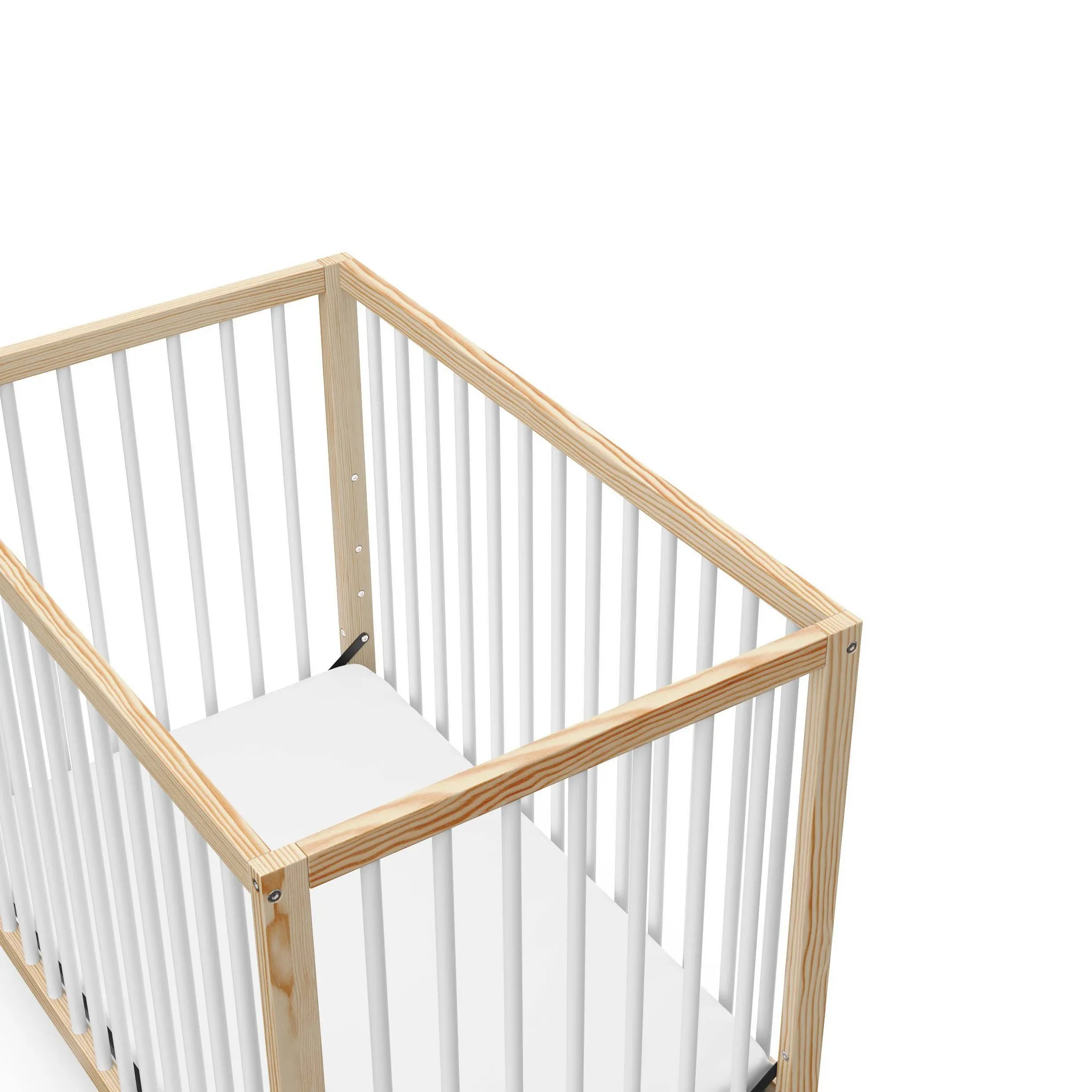 Teddi Convertible Mini Crib with Mattress - Natural/White - Image 2
