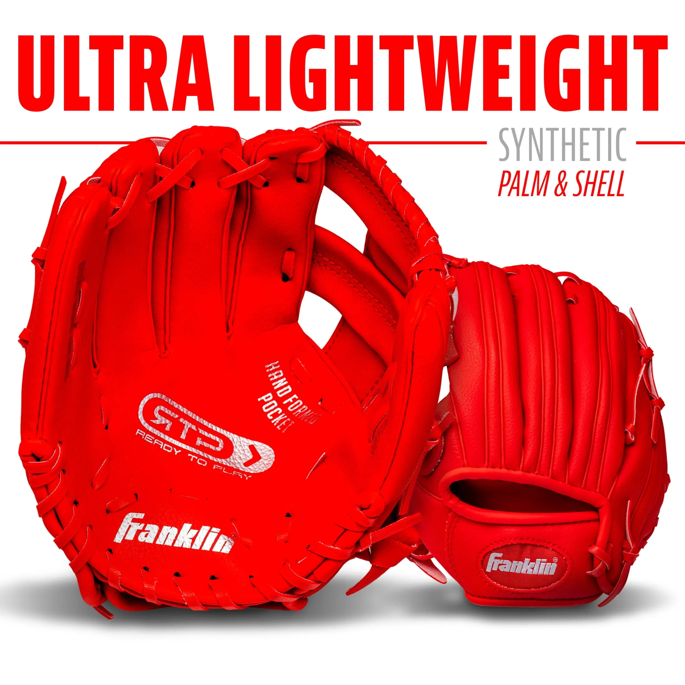 Teeball Glove + Ball Set - 9.5" Lefty - Red - Image 4