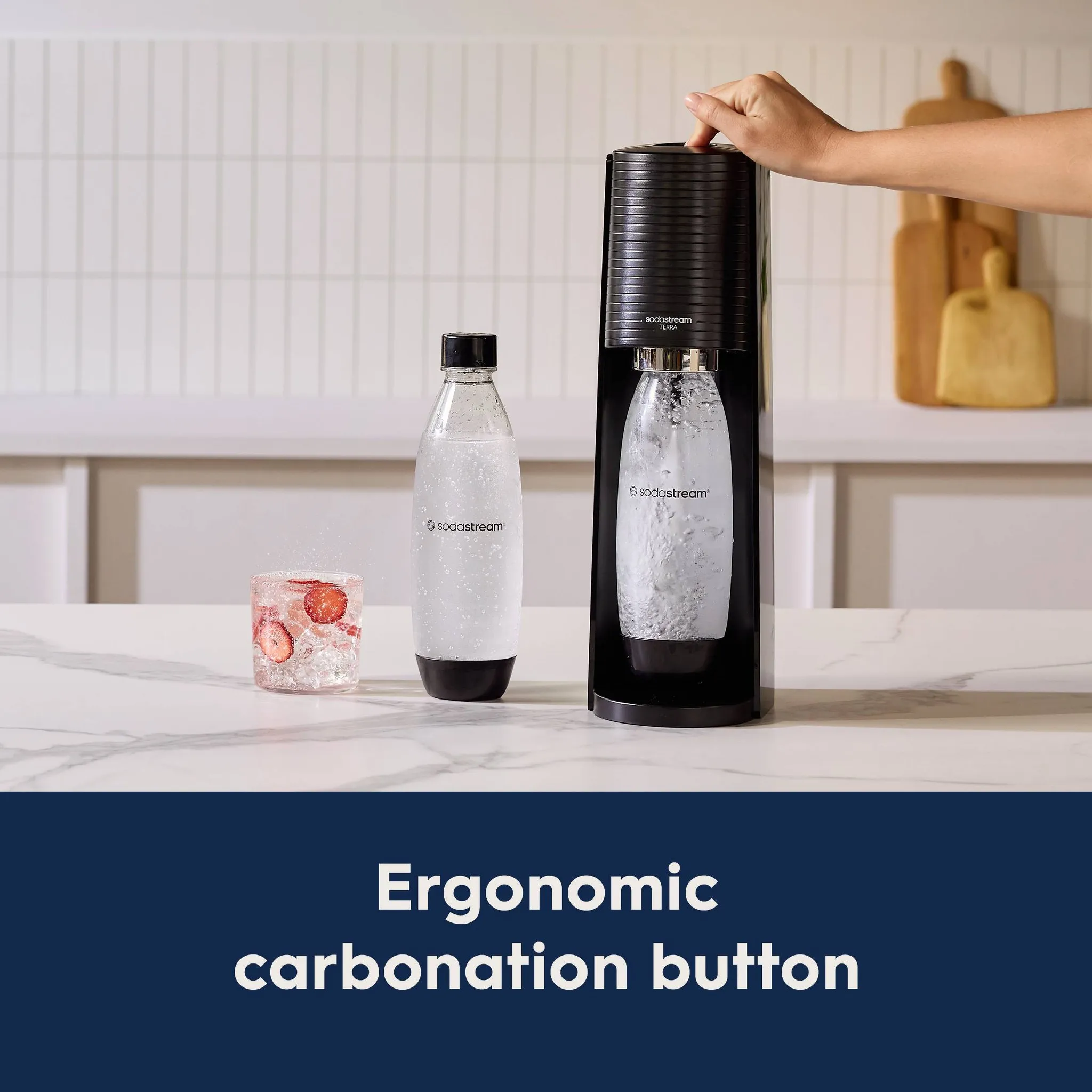 Terra Sparkling Water Maker with CO2 and Carbonating Bottle - Black - Image 3