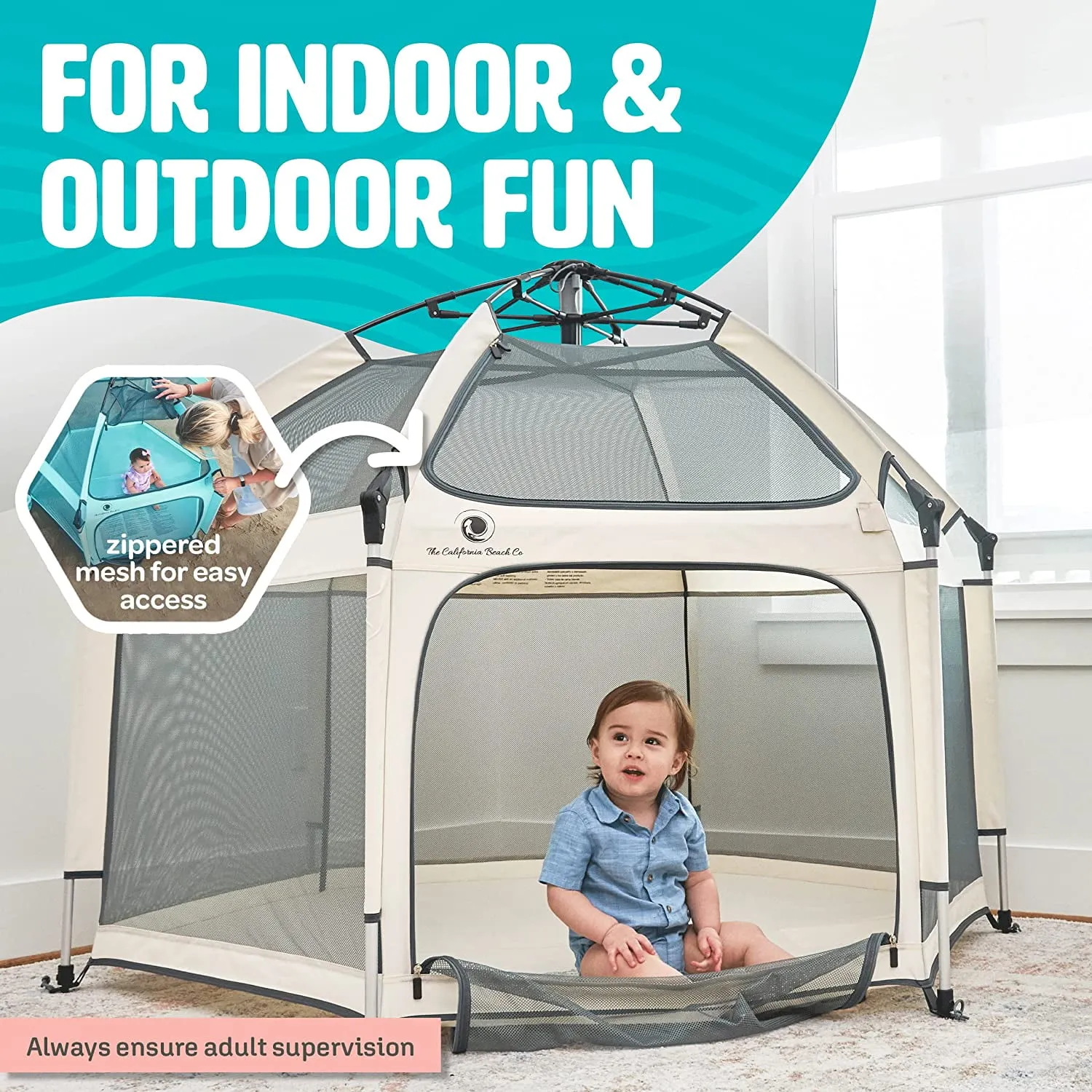 The California Beach Co Pop 'N Go Baby Playpen - Indoor & Outdoor Playpen for Babies and Toddlers - Image 3