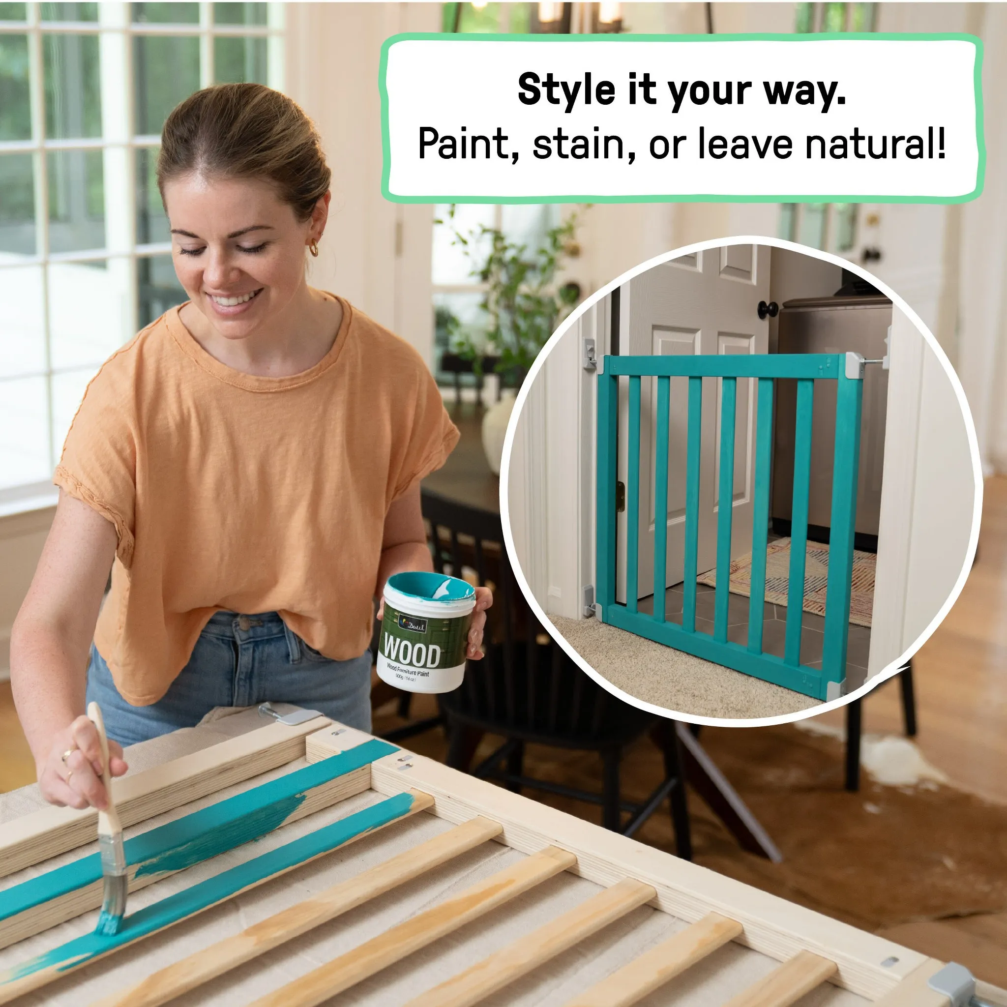 The Doorway 36S Series Custom Collection Safety Pet and Baby Gate - Natural Wood - Image 4