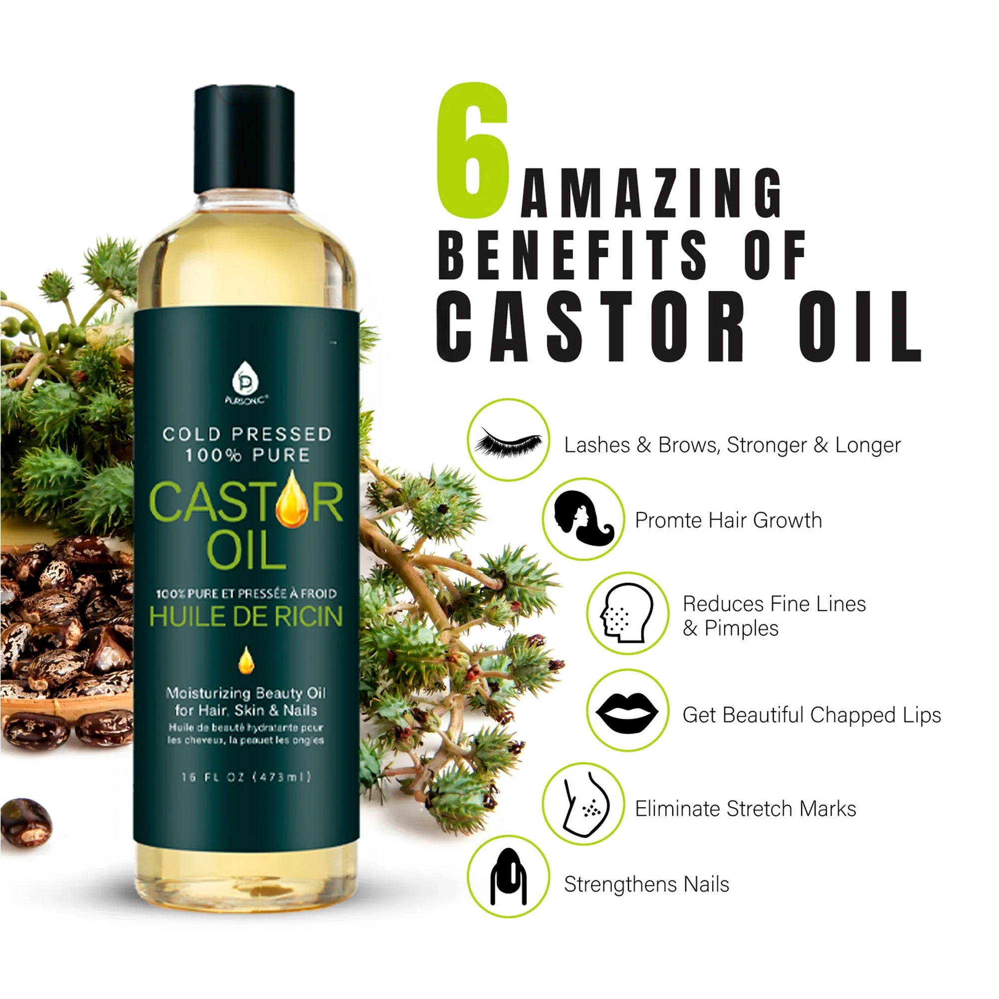 The Ultimate Hair & Skin Restoration Bundle: LED Therapy Brush, Castor Oil, Sweet Almond Oil, & Fractionated Coconut Oil - Image 7