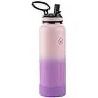 ThermoFlask 40oz Stainless Steel Insulated Water Bottles - 2-Pack in Black & Rose Purple with Straw and Spout Lids - Image 2