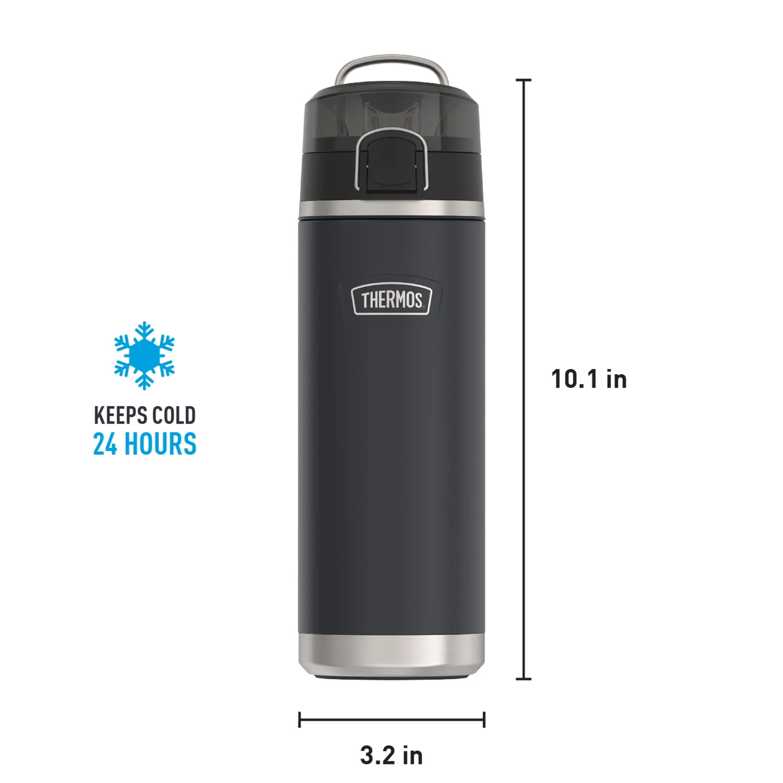 Thermos Icon Series Stainless Steel Vacuum Insulated Water Bottle with Spout - Graphite, 24oz - Image 2