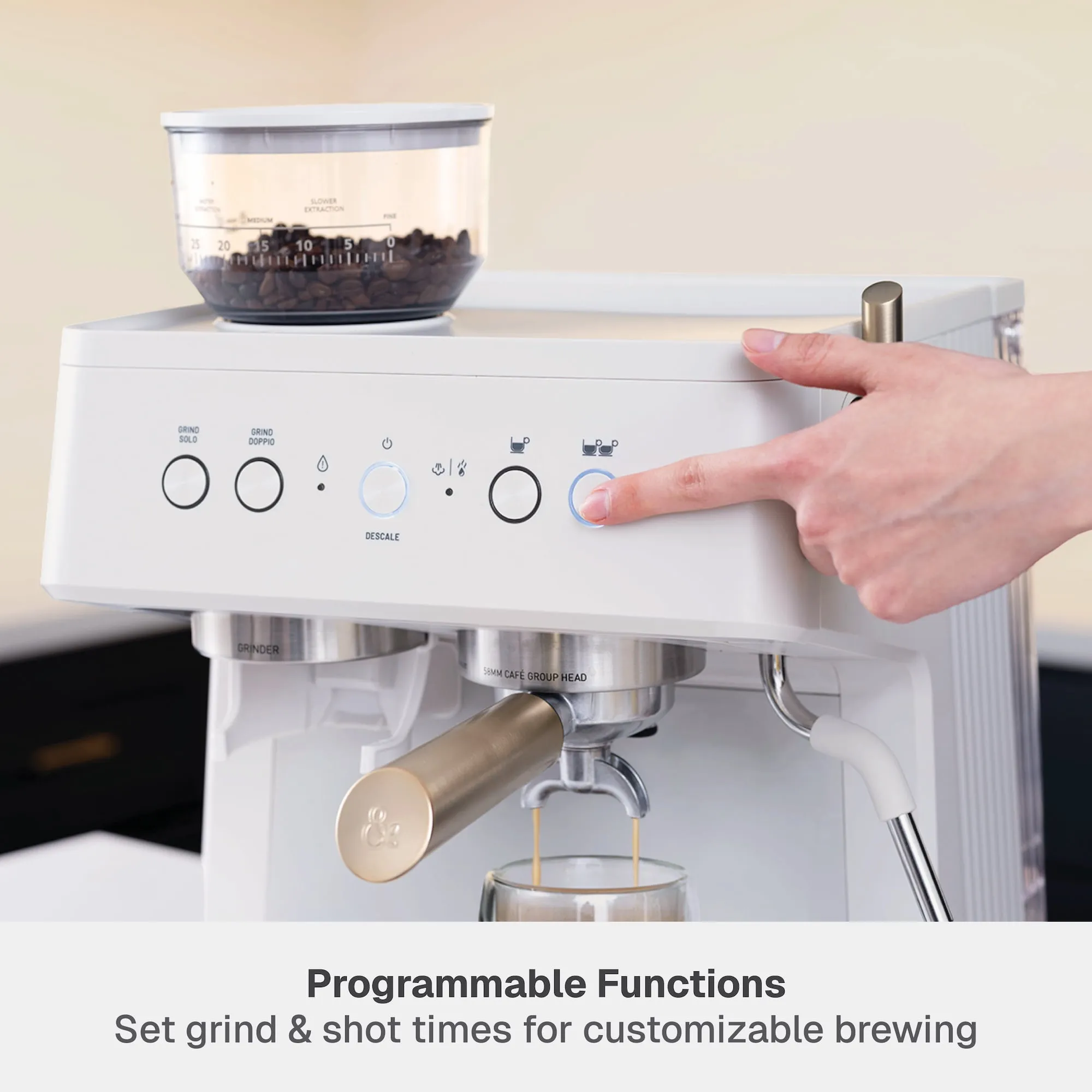 Thyme & Table Barista Grade Espresso Machine - Sand White - Image 3