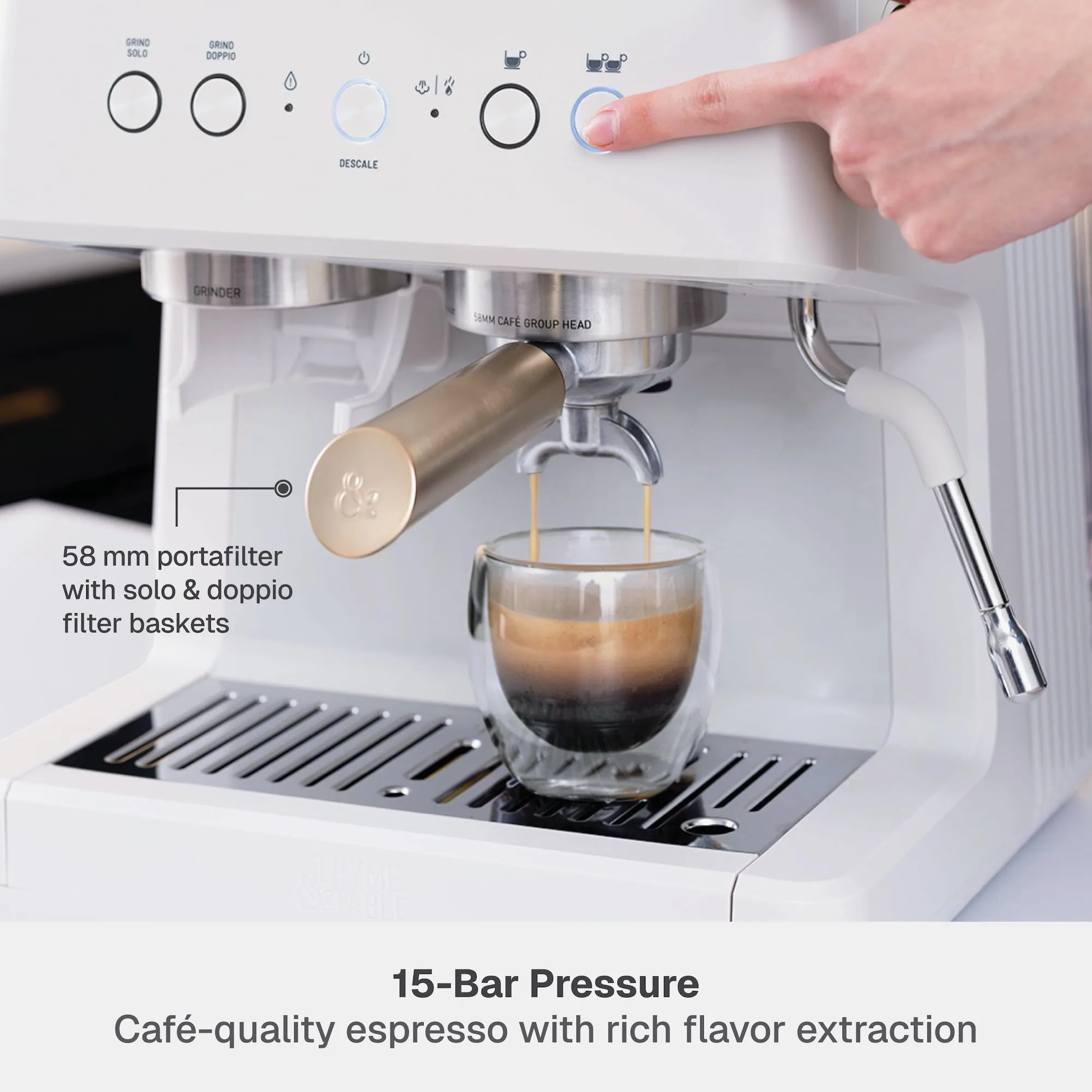 Thyme & Table Barista Grade Espresso Machine - Sand White - Image 5