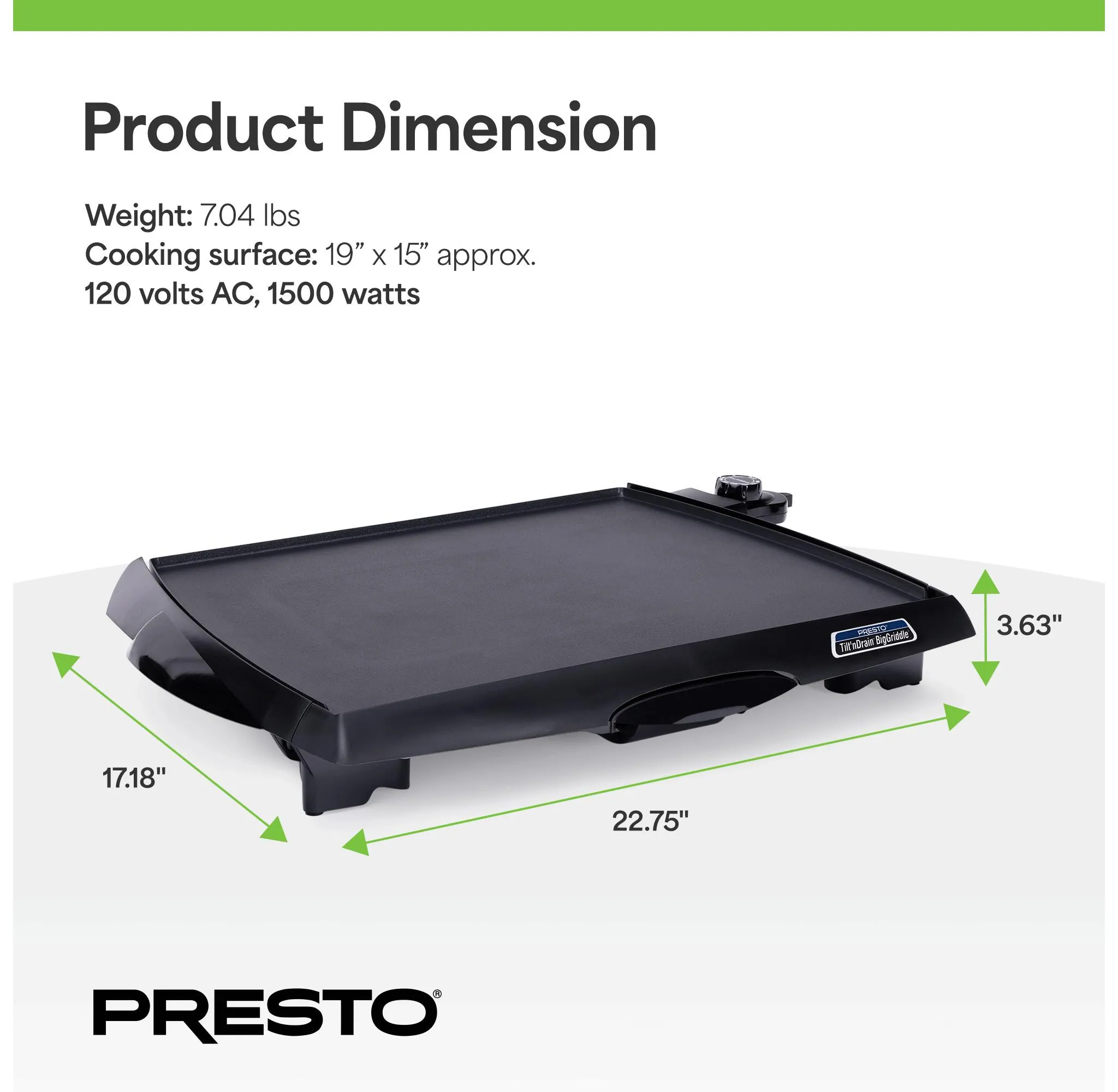 Tilt 'n Drain Electric Big Griddle - Nonstick Ceramic Surface - Image 2