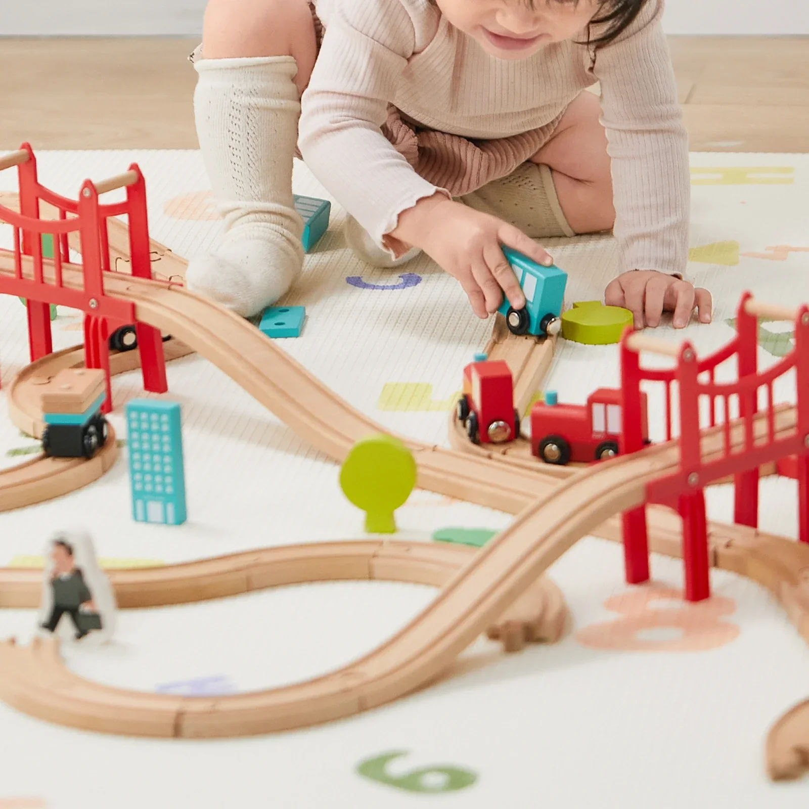 Tiny Land® Wooden Train Set for Children 39 Pcs - Image 2