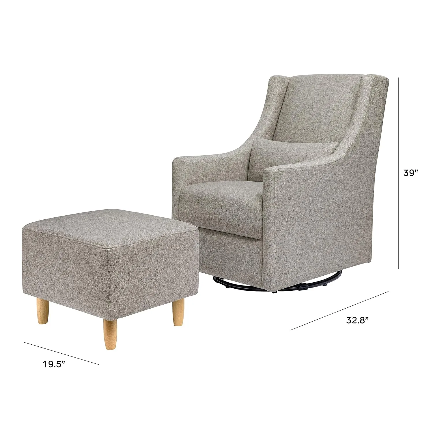 Toco Swivel Glider and Ottoman - Performance Grey Eco-Weave - Image 5