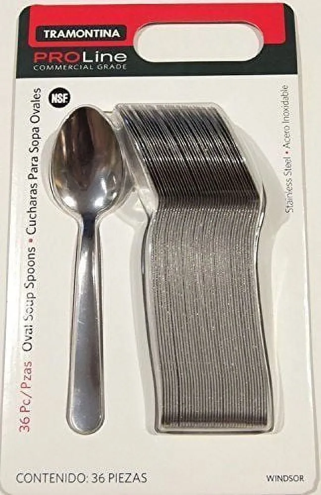 Tramontina Pro Line Commercial Grade Stainless Steel Oval Soup Spoon - Windsor Pattern (36 ct)