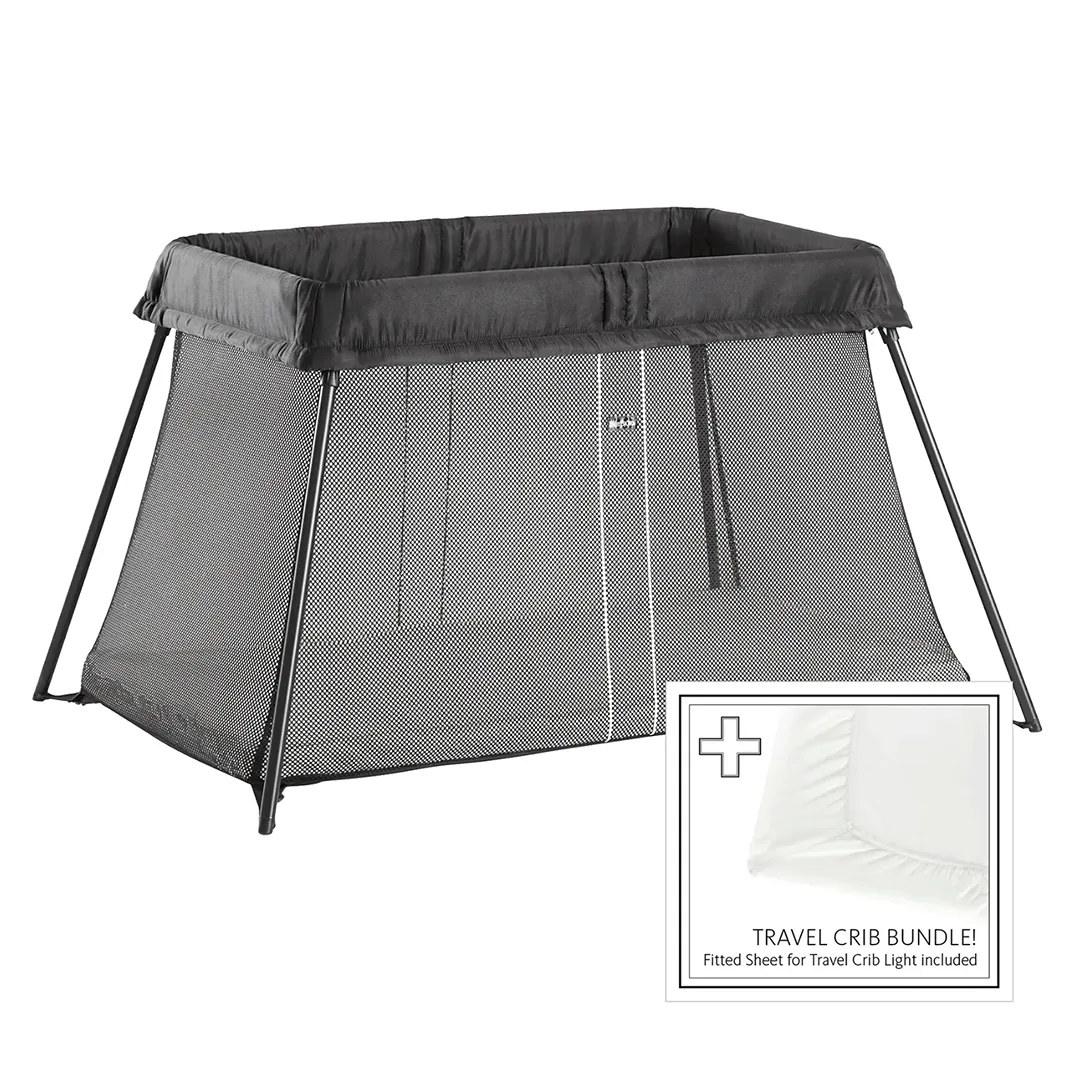 Travel Crib Light Bundle With Fitted Sheet - Black - Image 5