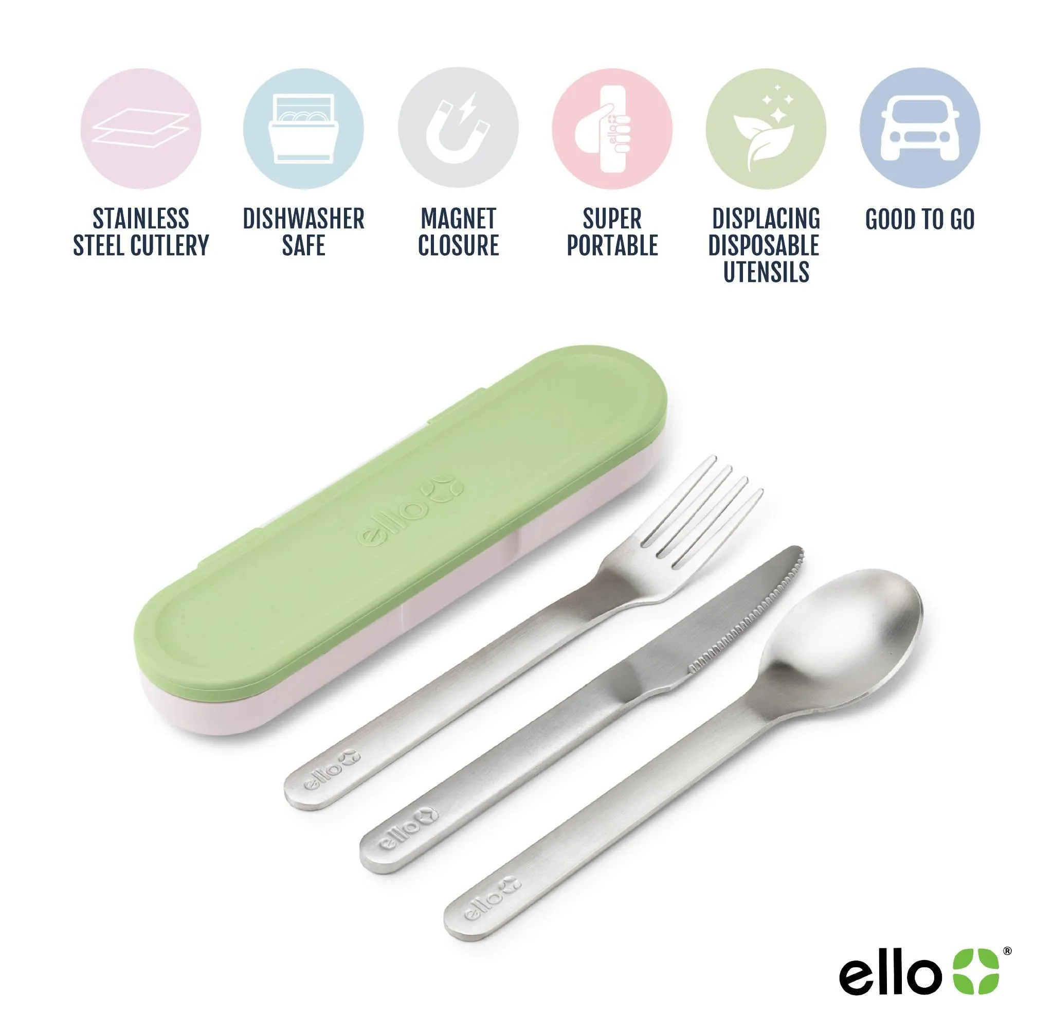 Travel Cutlery Set in Green and Pink - Image 4