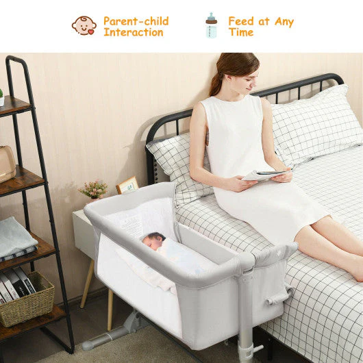 Travel Portable Baby Bed Side Sleeper  Bassinet Crib With Carrying Bag-Beige - Image 23