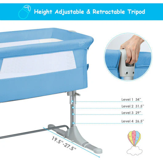 Travel Portable Baby Bed Side Sleeper  Bassinet Crib With Carrying Bag-Blue - Image 16