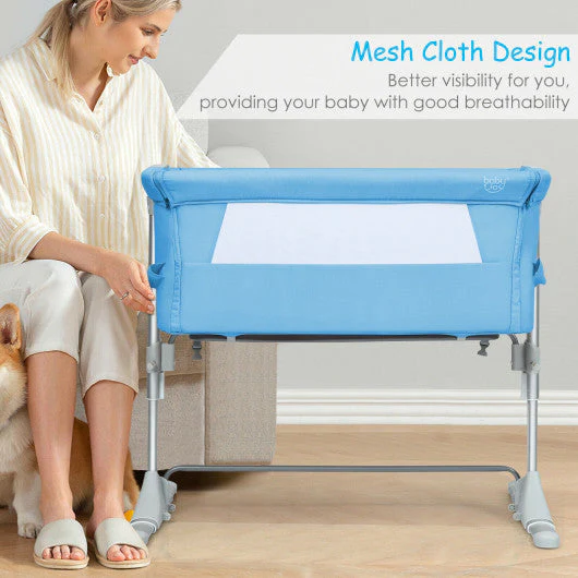 Travel Portable Baby Bed Side Sleeper  Bassinet Crib With Carrying Bag-Blue - Image 2