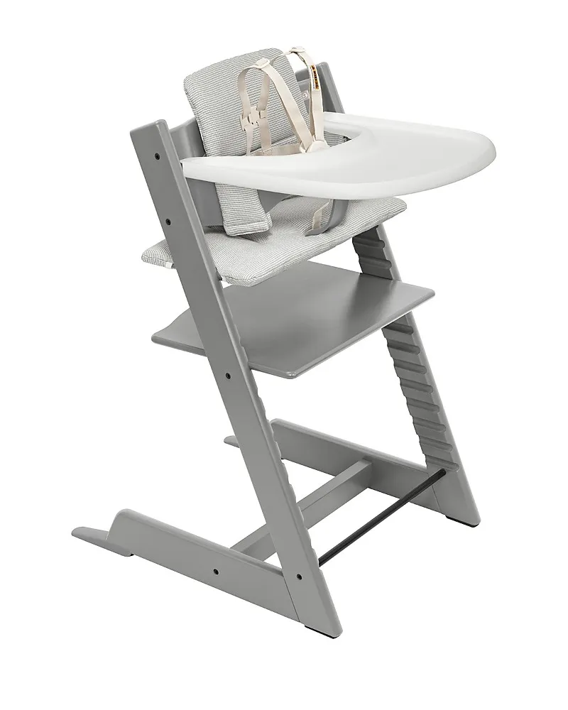 Tripp Trapp High Chair & Stokke Tray V2 - Storm Grey/nordic grey cushion - Image 3