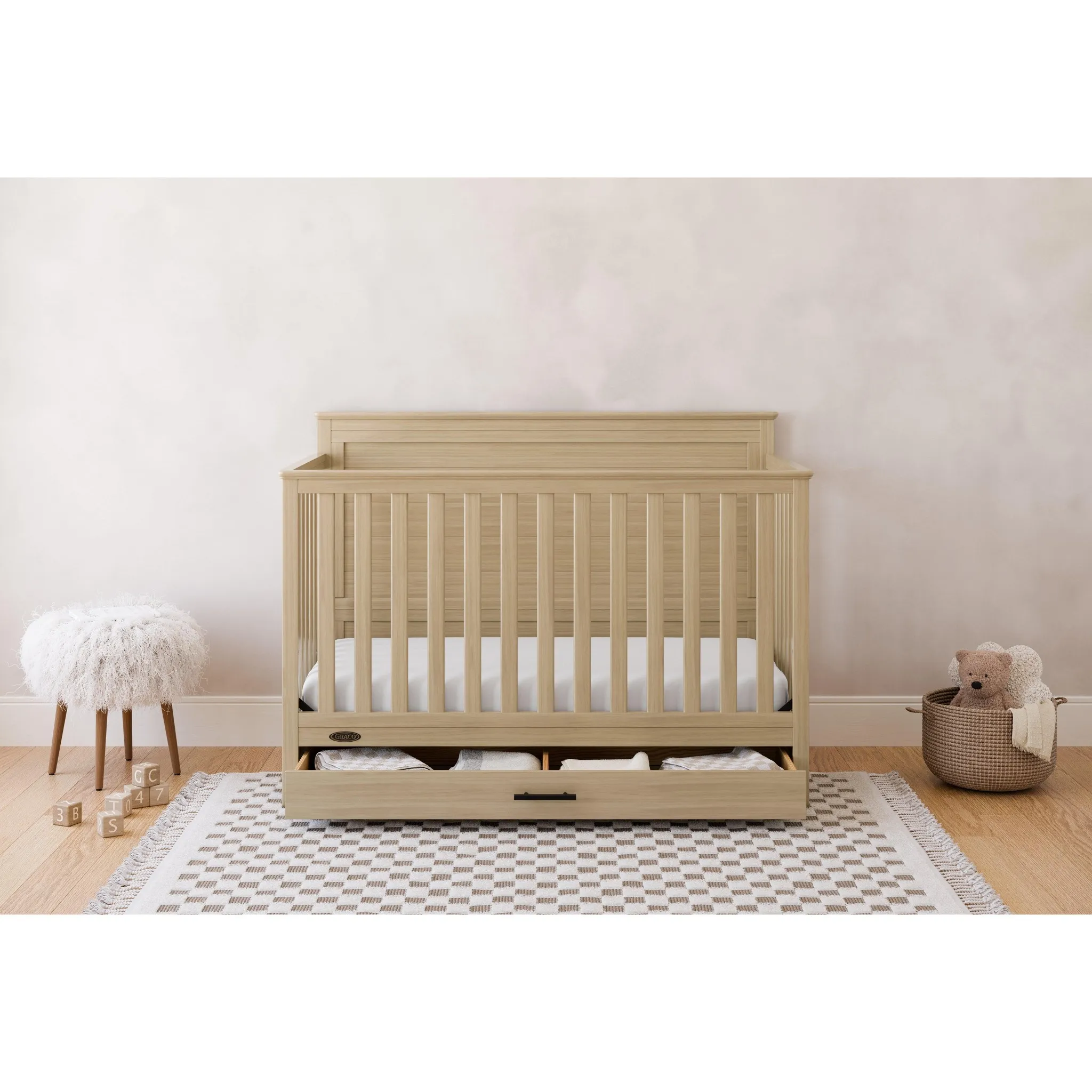 Tristan 5-in-1 Convertible Crib with Drawer - Driftwood - Image 5