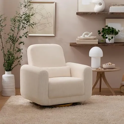 Tuba Extra Wide Swivel Glider - Ivory Corduroy - Image 4