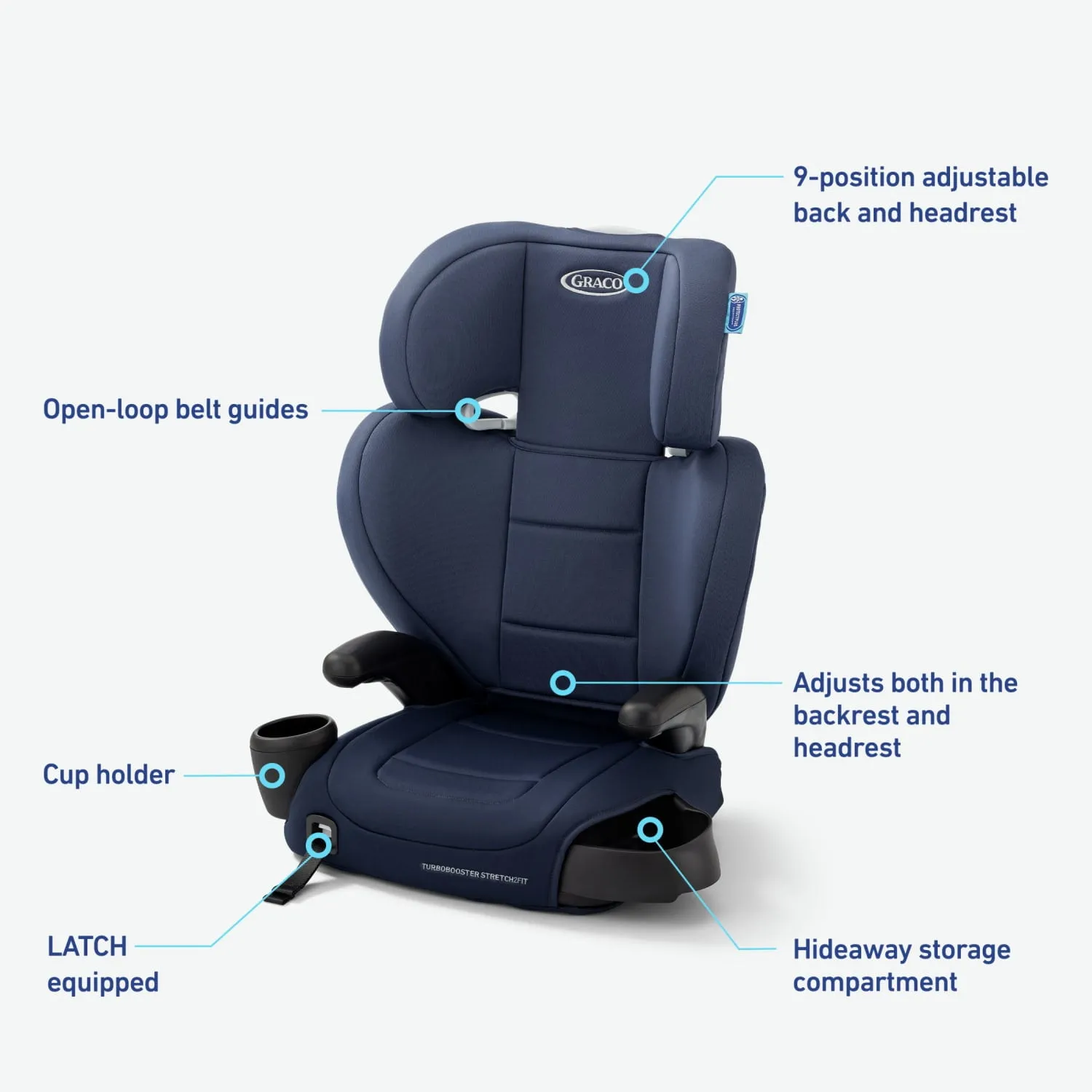 TurboBooster Stretch2Fit Booster Car Seat - Mariner - Image 6