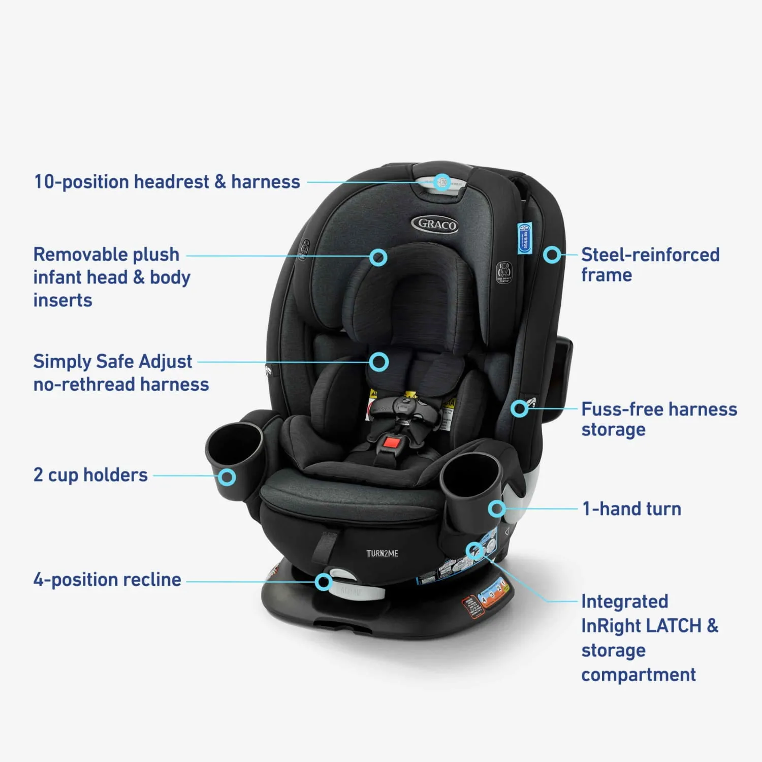 Turn2Me 3-in-1 Rotating Convertible Car Seat - Cambridge - Image 12