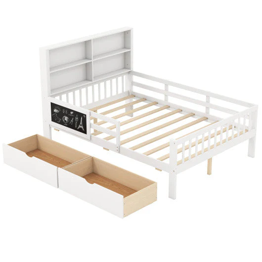 Twin/Full Size Bed Frame With 2 Drawers and Bookcase for Boys and Girls-Full Size - Image 12