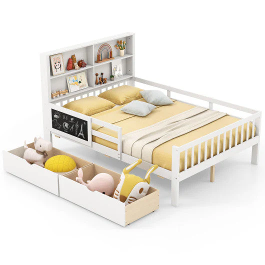 Twin/Full Size Bed Frame With 2 Drawers and Bookcase for Boys and Girls-Full Size - Image 4