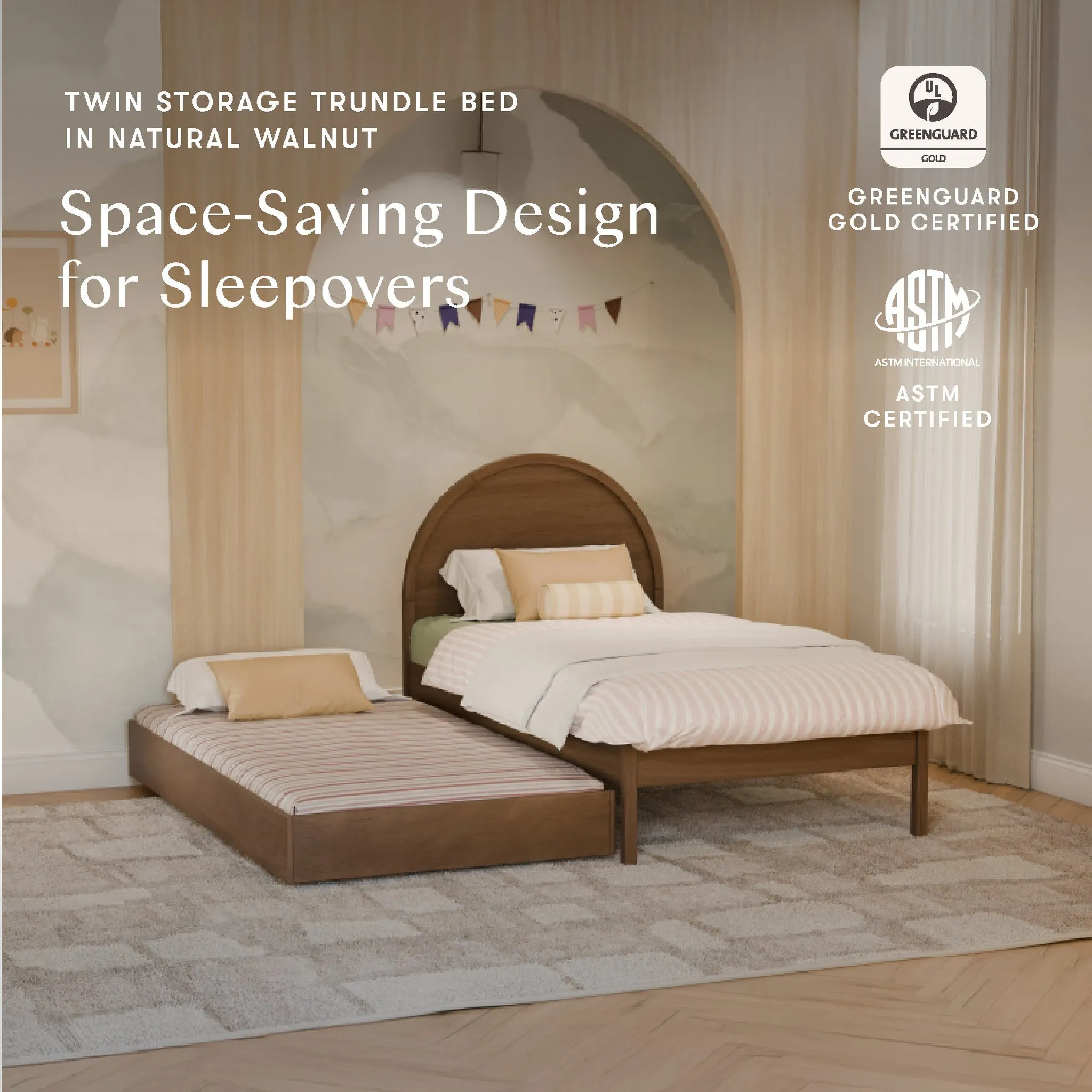 Twin Storage Trundle Bed - Natural Walnut - Image 2