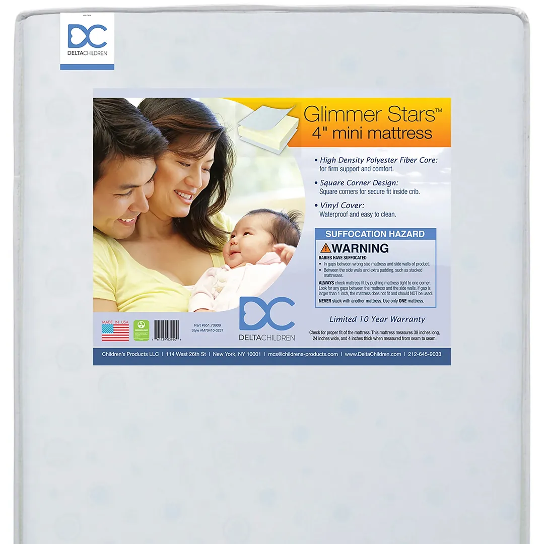 Twinkle Galaxy Limited Mini Crib Mattress - 4-Inch Premium Fiber Core - Image 4