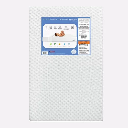 Twinkle Stars Breathable 4-inch Mini Crib Mattress with Removable/Machine Washable Cover
