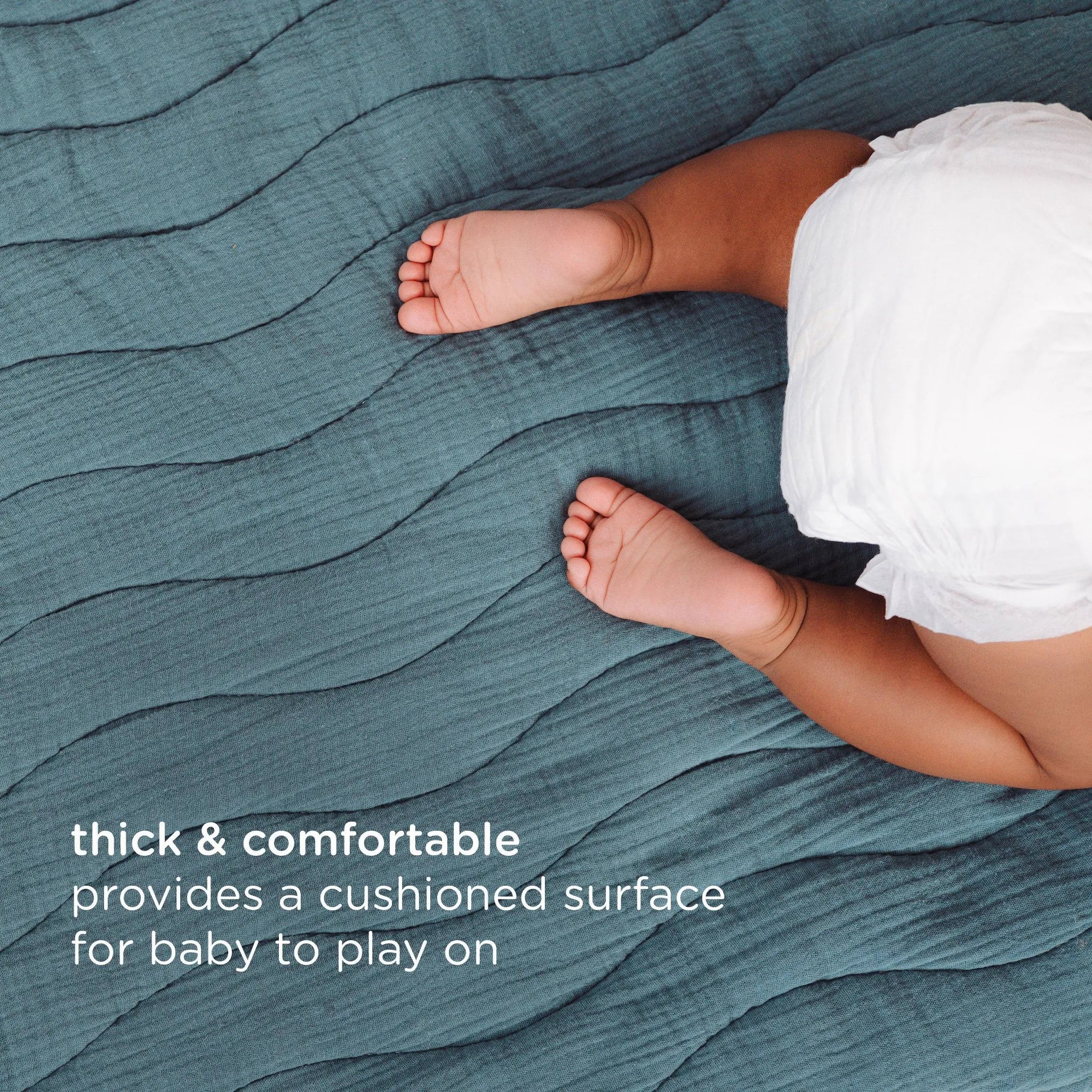 Ubbi Baby Play Mat with Soft Washable Cover - Open Water/Blue - Image 4