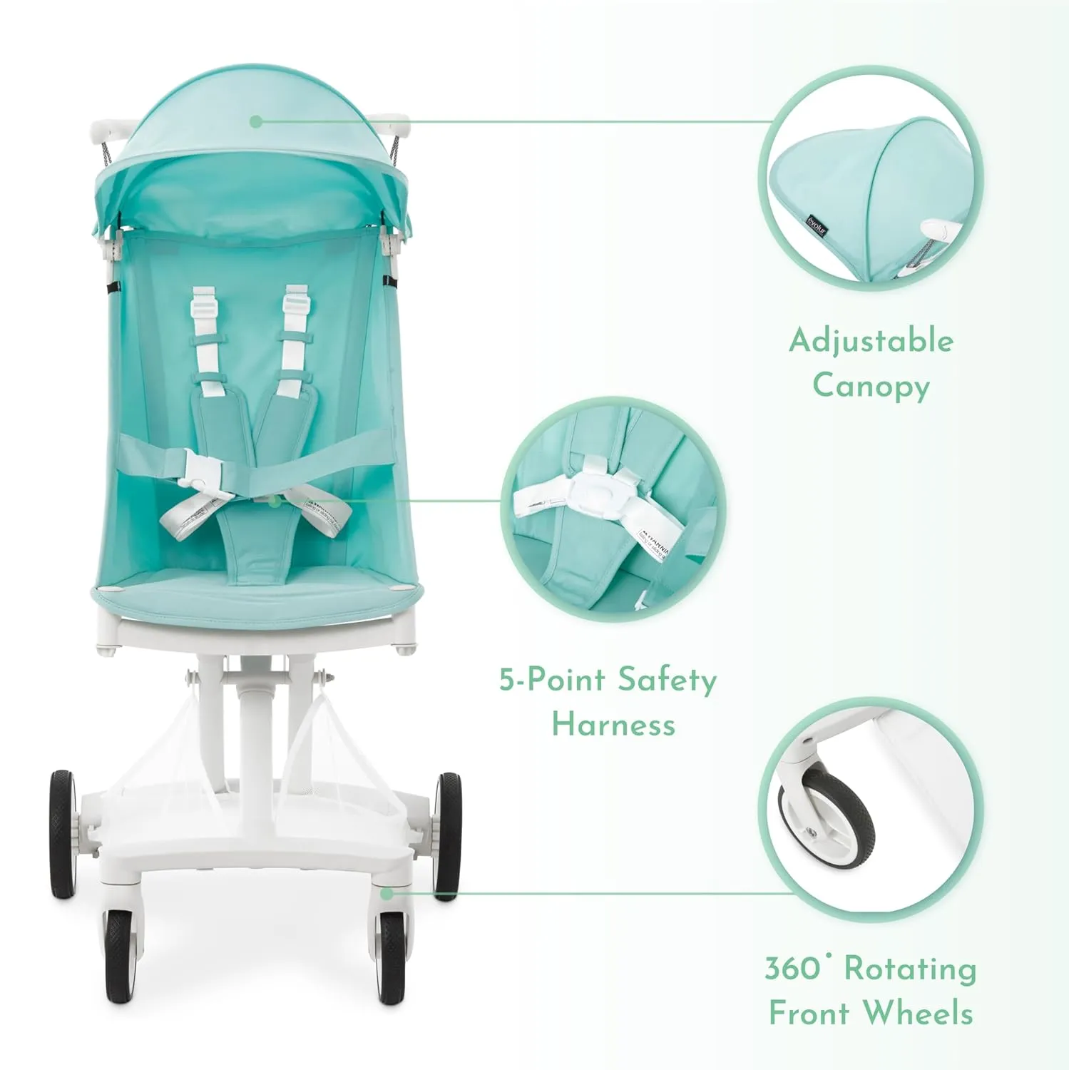 Ultra Light Stroller - White Blue - Image 5
