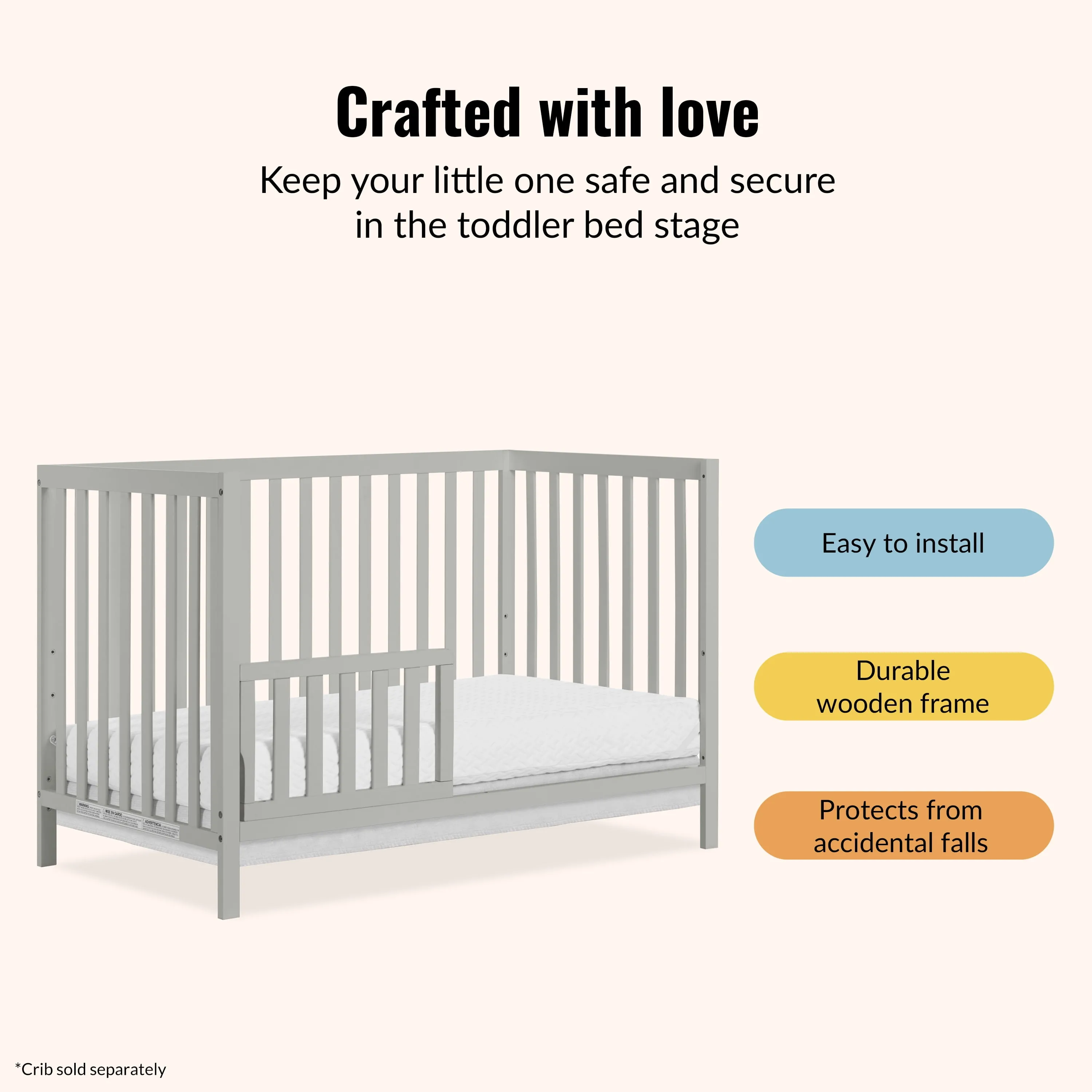 Universal Convertible Crib Toddler Guard Rail - Gray - Image 4