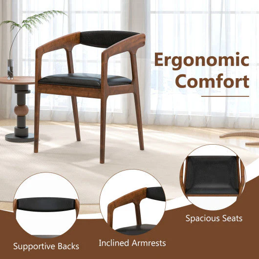 Upholstered Armchairs Set of 2 With Cozy Backrest and Padded Seat Cushion-Brown - Image 5