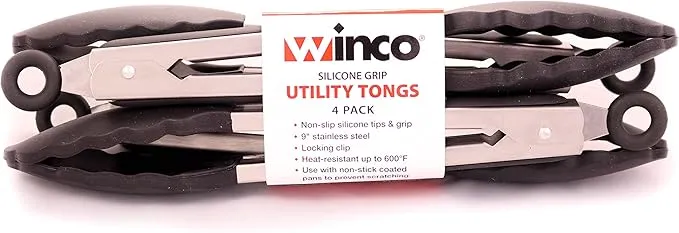 Utility Tong with Rubber Tip and Locking Clip, 9-Inch (4-Pack) - Image 3