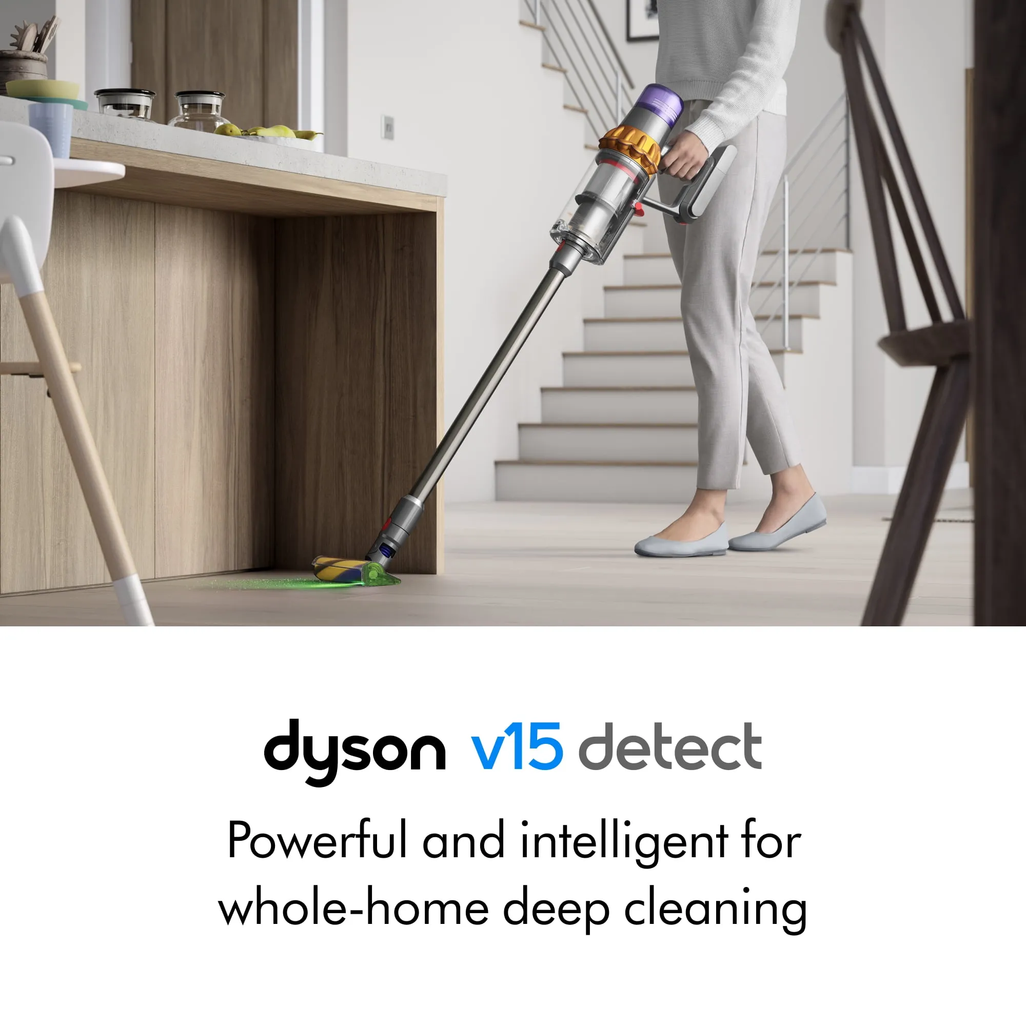 V15 Detect Total Clean Extra Cordless Vacuum - Yellow/Nickel - Image 2