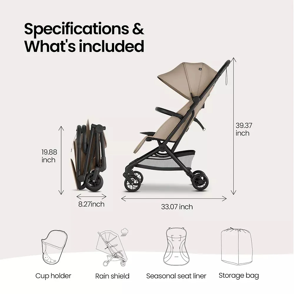 Velo Lightweight Travel Stroller - Khaki - Image 5