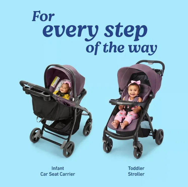 Verb Click Connect Travel System with SnugRide Infant Car Seat - Pink/Black - Image 2