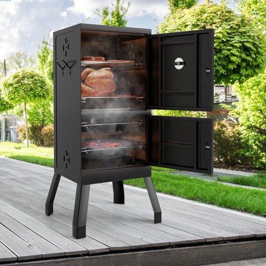 Vertical 2-Tier Outdoor Barbeque Grill With Temperature Gauge - Image 2