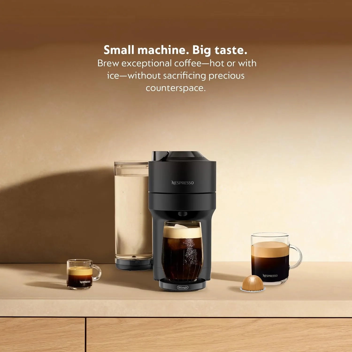 Vertuo Pop+ Coffee and Espresso Maker by De'Longhi - Black Matte with Dark Chrome - Image 2
