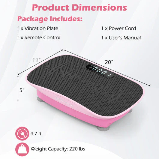 Vibration Plate Exercise Machine for Lymphatic Drainage and Weight Loss With 10 Speed Intensities-Pink - Image 4