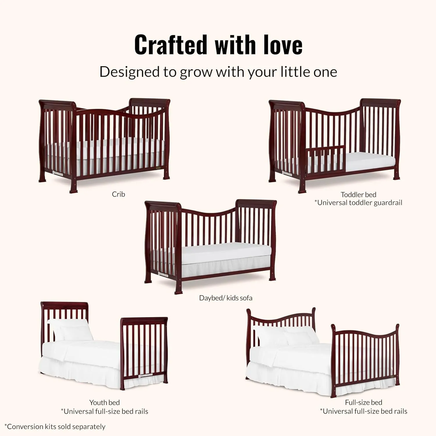 Violet Cherry 7 in 1-Convertible Lifestyle Crib - Image 4