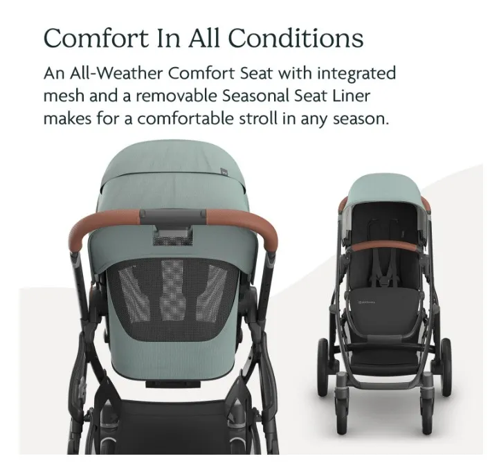 Vista V3 Stroller - Kenzi (Mystic Aqua/Carbon Frame/Saddle Leather) - Image 4