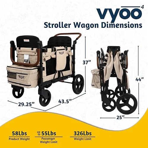 VYOO Stroller Wagon 4 Seater - Mocha - Image 2