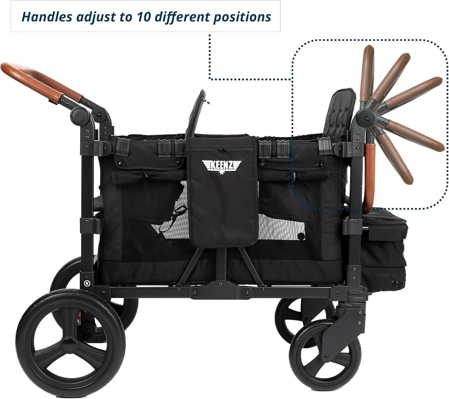 VYOO Stroller Wagon with Canopy 4 Passangers - Black - Image 5