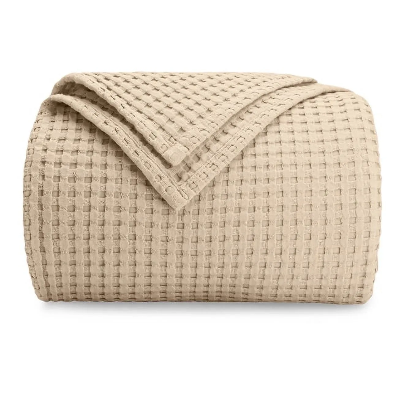Waffle Blanket for Adults, Extra Large 50" x 60” - Sand